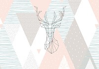 Флизелиновые фотообои диких животных 416x254 см Олень в геометрии на ромбическом фоне (11399VEXXXL) +клей - вид 1 миниатюра