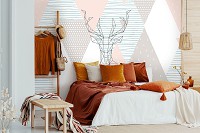 Флизелиновые фото обои геометрия в детскую 254x184 см Олень (11399V4)+клей