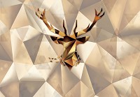 Флизелиновые фотообои с животным принтом 312x219 см Коричневый отпечаток оленя на геометрическом фоне (11403VEXXL) +клей - вид 1 миниатюра