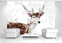 Абстрактные флизелиновые фотообои 368x280 см геометрический олень на светлом фоне (11404V10) +клей