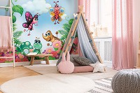 Популярные детские флизелиновые фотообои 520x318 см Веселые бабочки и жучки в саду (11409VEXXXXXL) +клей