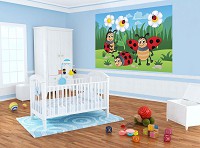 Флізелінові фотошпалери для дитячої 368x254 см Сонечка в зеленому саду (11410V8) +клей