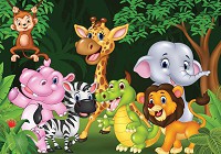 Флізелінові фотошпалери дитячі 312x219 см Милі тварини в лісі (11412VEXXL) +клей - вид 1 мініатюра