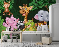 Флизелиновые детские фотообои в интерьере 416x254 см Милые животные в лесу (11412VEXXXL) +клей