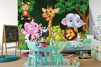 Дитячі флізелінові фотошпалери 416x290 см Милі тварини в лісі (11412VEXXXXL) +клей