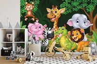 Флізелінові фотошпалери дитячі 312x219 см Милі тварини в лісі (11412VEXXL) +клей - вид 7 мініатюра