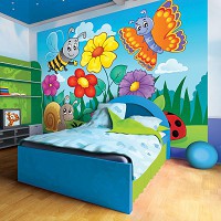 Флизелиновые фото обои детские 254x184 см Насекомые (11413V4)+клей