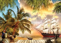 Флизелиновые фото обои 312x219 см Корабль и Пиратский остров (11421VEXXL)+клей