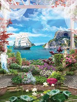 Флизелиновые фотообои 3D природа пейзаж 184x254 см Корабль приплыл (11425V4A)+клей - вид 1 миниатюра