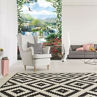 Флізелінові 3D фото шпалери на стіну пташки 184x254 см Водоспад за квітковою огорожею 11427V4A+клей - вид 7 мініатюра