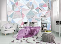 Флизелиновые фотообои 368x254 см Абстракция разноцветные треугольники (11458V8) +клей