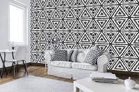 Флизелиновые фотообои с геометрическим рисунком 416x254 см Черно-белая мозаика в треугольниках (11459VEXXXL) +клей