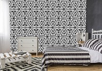 Флизелиновые фотообои 416x290 см Черно-белая мозаика в треугольниках (11459VEXXXXL) +клей