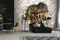 Флизелиновые фото обои 312x219 см Динозавр и 3D кирпичная стена (11463VEXXL)+клей - вид 6 миниатюра