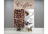 Кава флізелінові фотошпалери 184x254 см Колаж із кавових чашок та зерен (114V4A)+клей