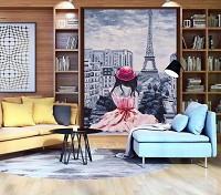 Флизелиновые фотообои город 206х275 см Девушка на фоне Парижа (11508VEA)+клей