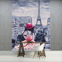 Флизелиновые фото обои 184x254 см Девушка на фоне Парижа (11508V4A)+клей