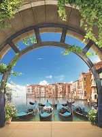 Флизелиновые 3D фотообои Венеция на кухне 206x275 см Вид (11511VEA)+клей - вид 1 миниатюра