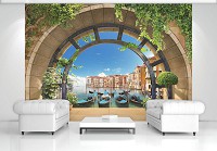 3 д флизелиновые фотообои город 312x219 см Вид на Венецию из арки (11511VEXXL) +клей