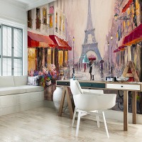 Флизелиновые фотообои город 416x290 см Ярка улочка Парижа на картине (11512VEXXXXL) +клей
