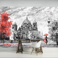 Флизелиновые фотообои с городами в интерьере Берлин (11513V)+клей