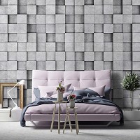 Флизелиновые фотообои 3д в интерьере 416x254 см Каменная стена из квадратиков (11514VEXXXL) +клей