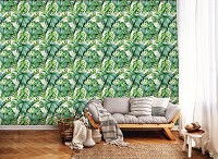 Флізелінові фотошпалери 368x254 см Візерунок із зеленого листя (11544V8) +клей