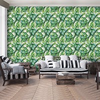 Флизелиновые фото обои Узор из зеленых листьев (11544V)+клей