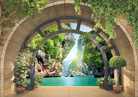 Флізелінові фотошпалери 254x184 см 3Д Вид через арку (11552V4)+клей - вид 1 мініатюра