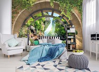 Флизелиновые 3д фотообои 416x254 см Вид через арку на море и скалы (11552VEXXXL) +клей