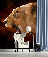 Флизелиновые фото обои абстракция на стену 206x275 см Лев (11557VEA)+клей