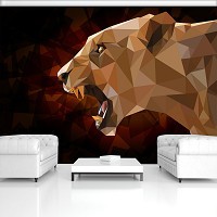 Флизелиновые фото обои искусство 254x184 см Лев (11557V4)+клей