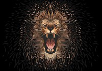 Флізелінові фотошпалери коти тварини 312x219 см Рик лева на темному тлі (11559VEXXL) +клей - вид 1 мініатюра