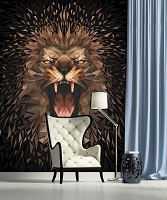 Флизелиновые фото обои абстракция в интерьере 206x275 см Лев (11559VEA)+клей