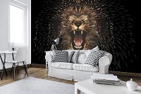 Животные флизелиновые фотообои 460x300 см Рык льва на темном фоне (11559V12) +клей