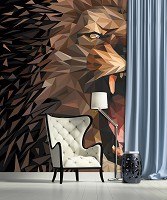 Флизелиновые фотообои абстракция в интерьере 206x275 см Лев (11561VEA)+клей