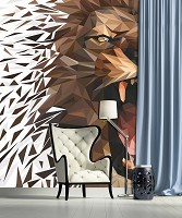 Флизелиновые фото обои диких животных 184x254 см Лев (11562V4A)+клей