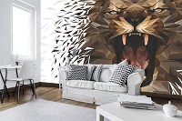 Животные флизелиновые фотообои 368x280 см Лев вблизи на светлом фоне (11562V10) +клей