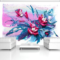 Флизелиновые фото обои абстракция 368x254 см Масляные цветы (11573V8)+клей