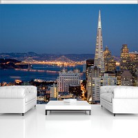 Флизелиновые 3D фотообои с городом в интерьере 368x254 см Сан-Франциско (11574V8)+клей