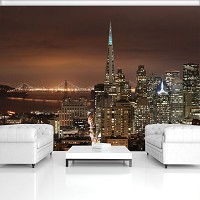 Флизелиновые 3D фотообои вечерний город 368x254 см Сан-Франциско (11575V8)+клей