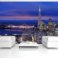 Флизелиновые 3D фотообои ночной город 368х254 см Сан Франциско (11576V8)+клей