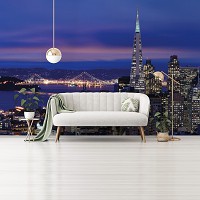 Флизелиновые 3D фотообои для спальни ночной город 254x184 см Сан-Франциско (11576V4)+клей