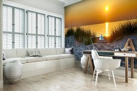 Флизелиновые 3д фотообои фото море 368x254 см Закат солнца на пляже (11577V8) +клей