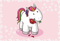 Детские для девочек флизелиновые фотообои 416x290 см Милый единорожек на розовом фоне (11584VEXXXXL) +клей - вид 1 миниатюра