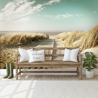 Флизелиновые 3д фотообои на всю стену 368x254 см Пляжная дорожка к морю (11593V8) +клей