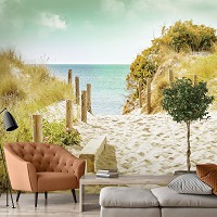 Флізелінові фото шпалери 3D море 368x254 см пляж (11594V8)+клей