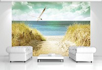 Флизелиновые фото обои лето море 3D 254x184 см пляж (11595V4)+клей