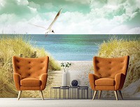 Флизелиновые фото обои 3D птицы 368x254 см пляж (11595V8)+клей