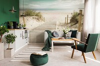 Фото шпалери 3D з морем 254x184 см пляж (11597P4)+клей